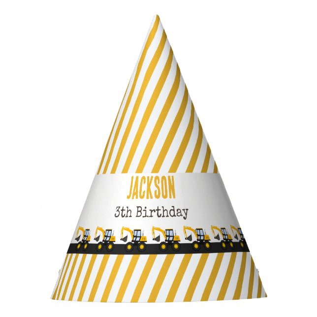 Construction Truck Birthday | Personalized Décor Party Hat (Front)