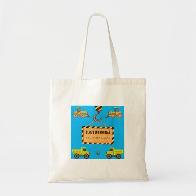 Construction Truck Birthday Tote Bag (Front)