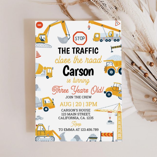 Construction Truck Boy Birthday Invitation (Creator Uploaded)