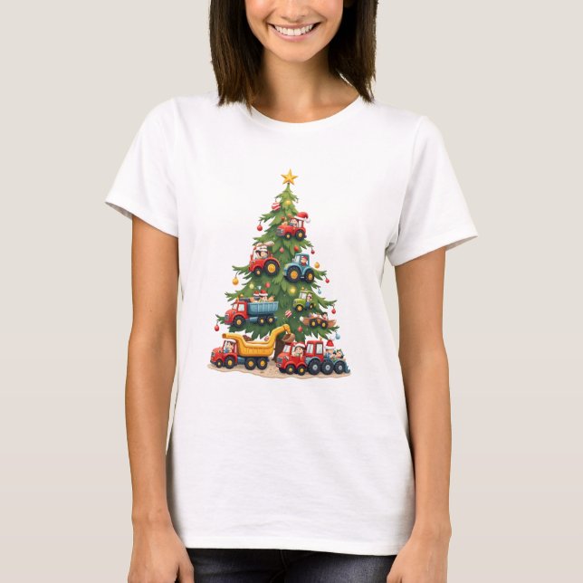Construction Truck Christmas  T-Shirt (Front)