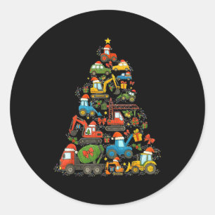 Construction Truck Christmas Tree Christmas Kids B Classic Round Sticker