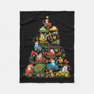Construction Truck Christmas Tree Christmas Kids B Fleece Blanket