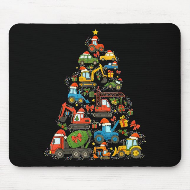 Construction Truck Christmas Tree Christmas Kids B Mouse Pad (Front)