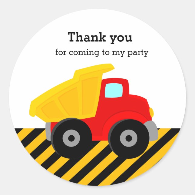 Construction Truck Classic Round Sticker (Front)