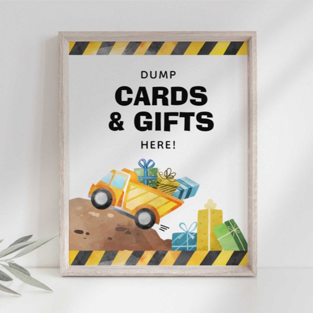 Construction Truck Dump Gifts Here Party Sign (Creator Uploaded)