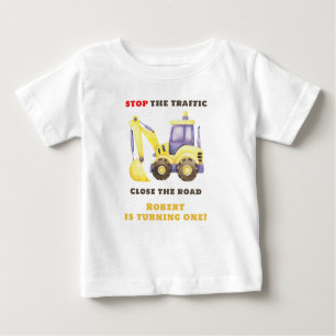 Construction Truck Excavator Birthday Party Baby T-Shirt