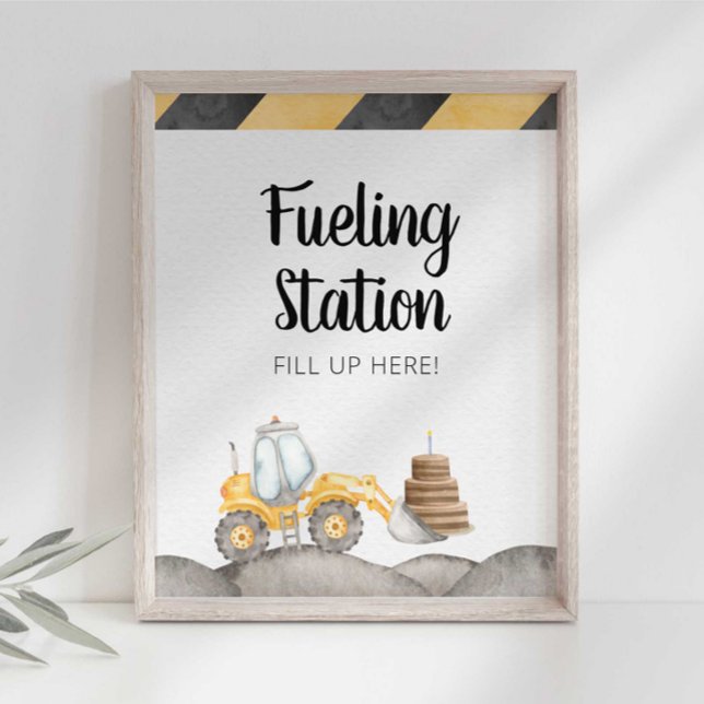 Construction Truck Fuelling Station Party Sign (Creator Uploaded)