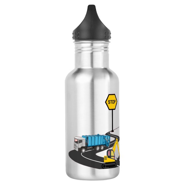 Construction truck kid's back to school water 532 ml water bottle (Left)