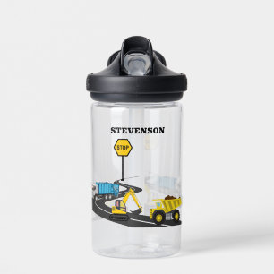 Construction truck kid's back to school water bottle