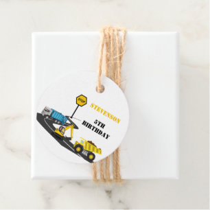 Construction truck kid's back to school water favour tags