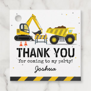 Construction Truck Kids Birthday Party Thank You Favour Tags