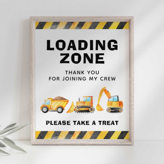 Construction Truck Loading Zone Party Favour Sign (Creator Uploaded)