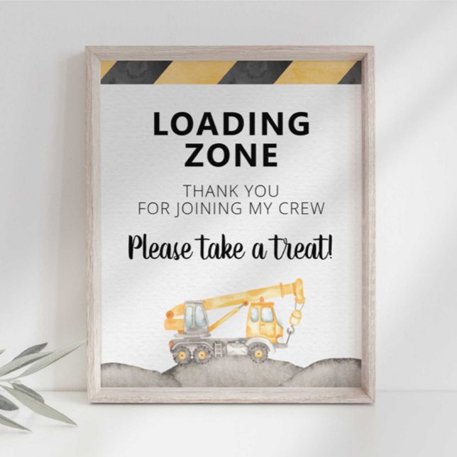 Construction Truck Loading Zone Party Favour Sign (Creator Uploaded)