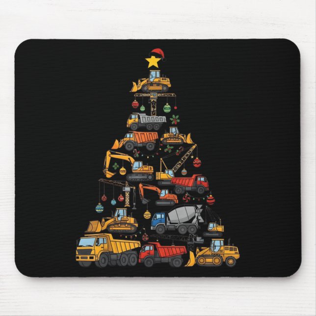 Construction Truck Lover Christmas Tree Cute Xmas  Mouse Pad (Front)