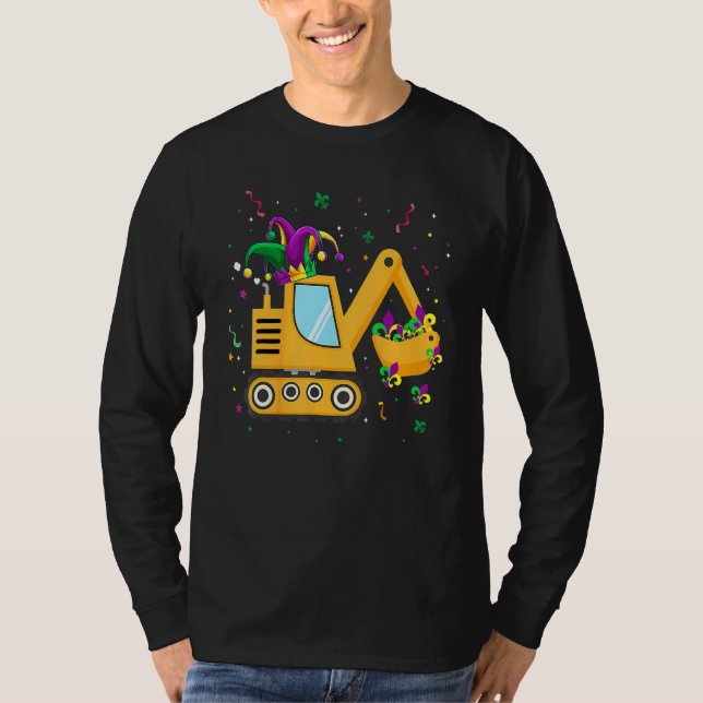 Construction Truck Mardi Gras   For Kids Toddler B T-Shirt (Front)