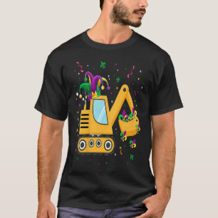 Construction Truck Mardi Gras  For Kids Toddler Bo T-Shirt