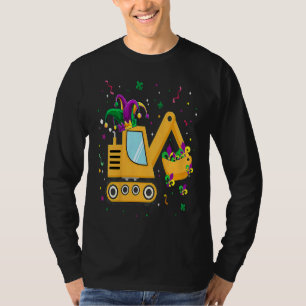 Construction Truck Mardi Gras  For Kids Toddler Bo T-Shirt