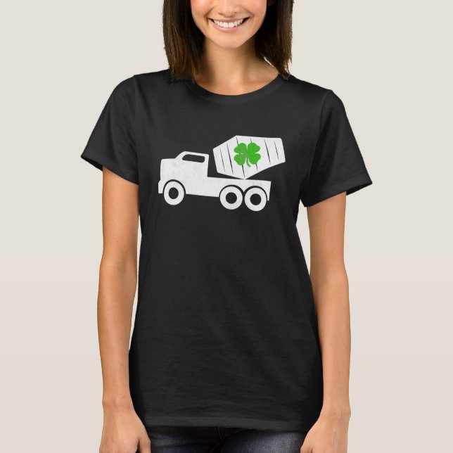 Construction Truck St Patrick s Day Shamrock Kids T-Shirt (Front)