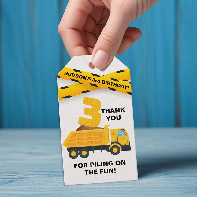 Construction Truck Thank You Tag  (Fun Construction Party Favor Tag)