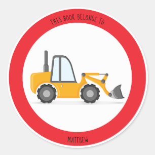 Construction Truck This Book Belongs to Classic Round Sticker