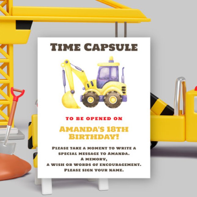 Construction Truck Time Capsule 1st birthday Poster (Creator Uploaded)