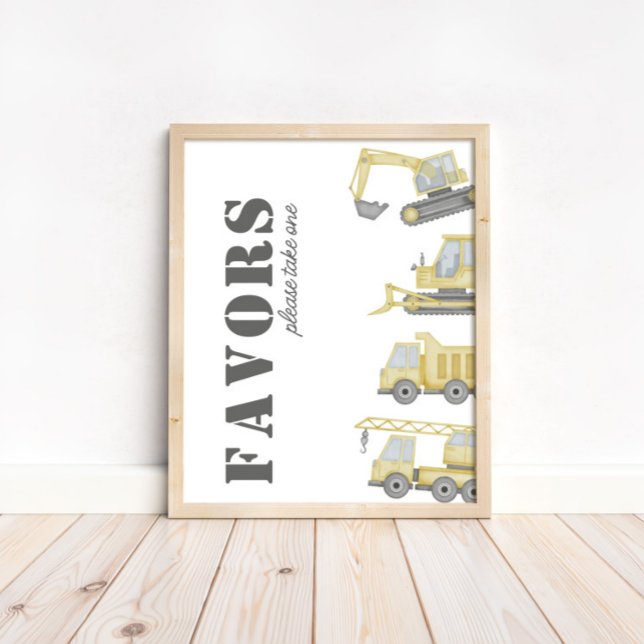 Construction Truck Vehicles Boys Favours Sign (Creator Uploaded)