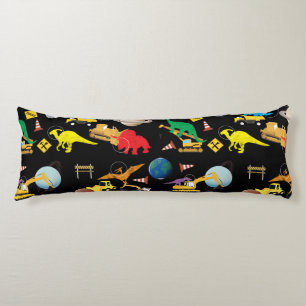 Construction Trucks Astronaut Dinosaurs in Space  Body Cushion