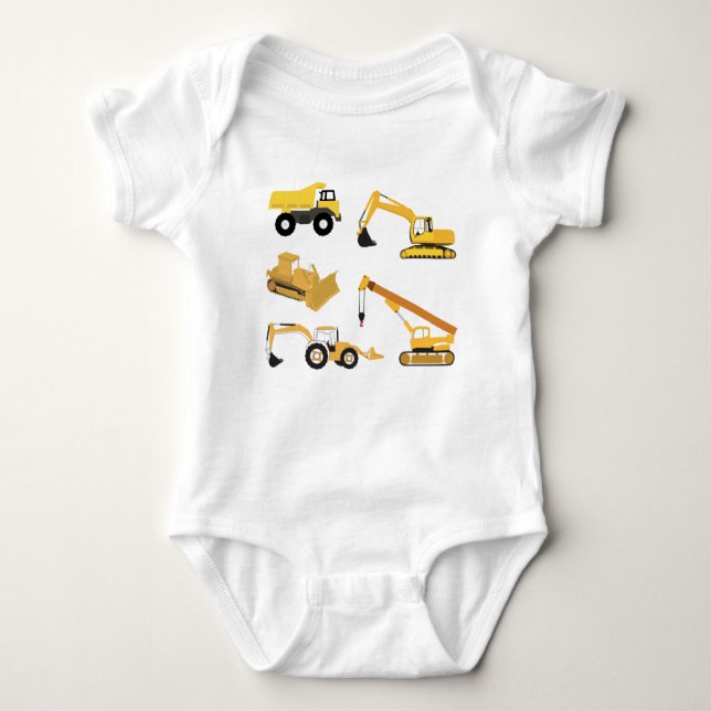 Construction Trucks Baby Bodysuit (Front)