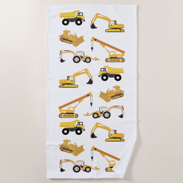 Construction Trucks Beach Towel (Front)