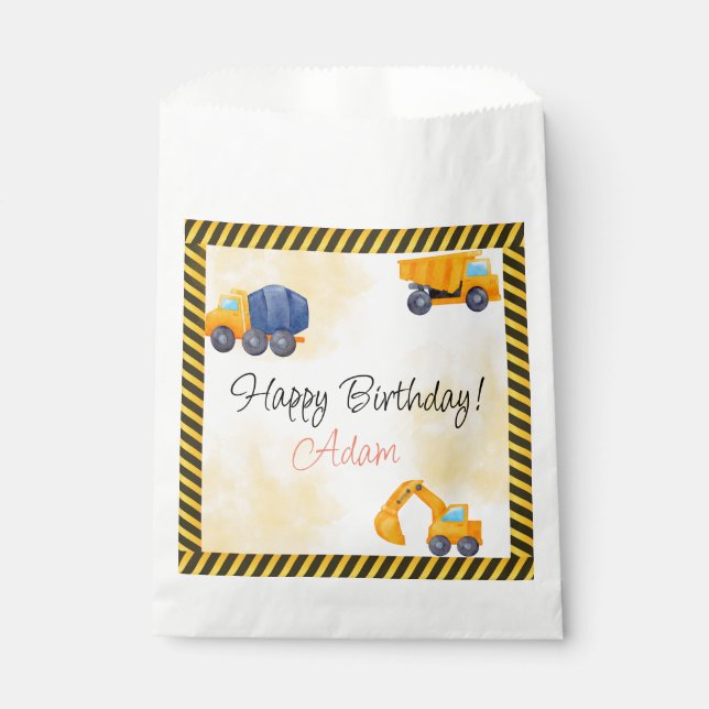 Construction Trucks Birthday  Favour Bags (Front)
