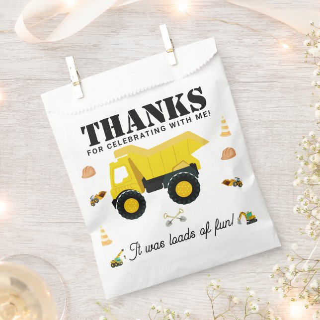 Construction Trucks Birthday Favour Bags (Clipped)