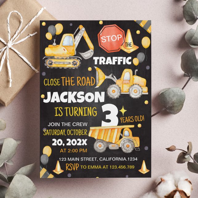 Construction Trucks Birthday Invitation (Creator Uploaded)