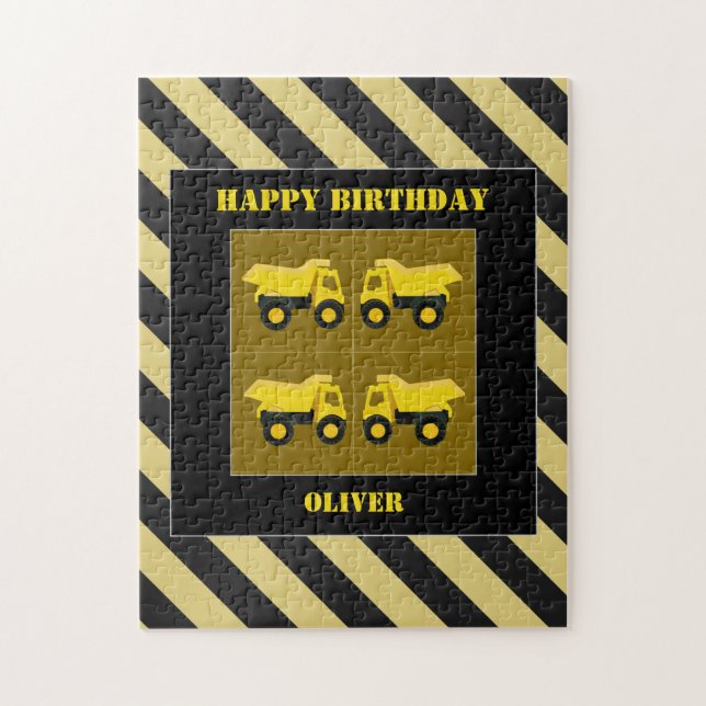 Construction Trucks Birthday Jigsaw Puzzle (Vertical)
