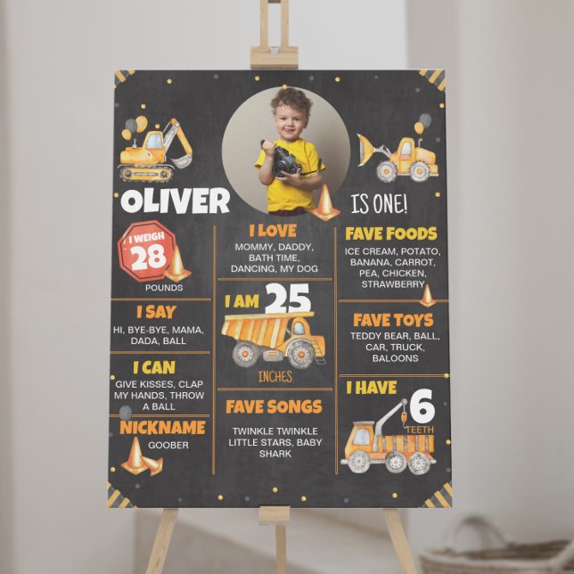 Construction Trucks Birthday Milestone Sign (Creator Uploaded)