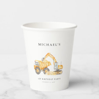 Construction Trucks Birthday Paper Cups