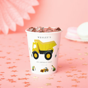 Construction Trucks Birthday Paper Cups