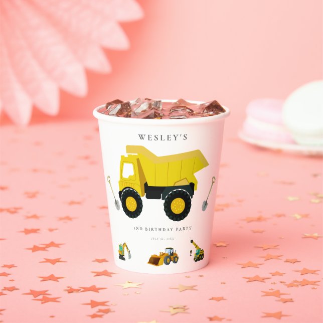 Construction Trucks Birthday Paper Cups (Insitu)