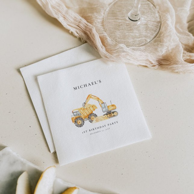 Construction Trucks BIrthday Paper Napkin (Creator Uploaded)