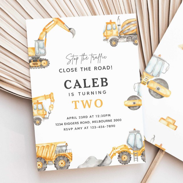 Construction Trucks Birthday Party Any Age Invitation (Creator Uploaded)