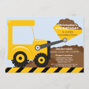 Construction trucks Birthday Party for boys Invitation