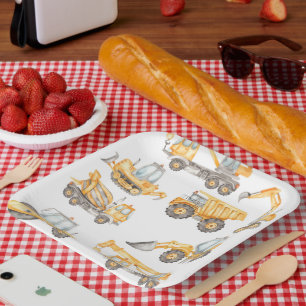 Construction Trucks Birthday Party Paper Plate