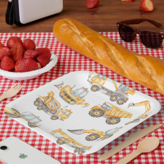 Construction Trucks Birthday Party Paper Plate