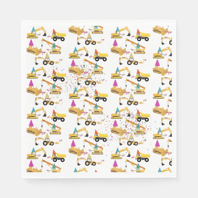 Construction Trucks Birthday Party Pattern  Napkin (Front)