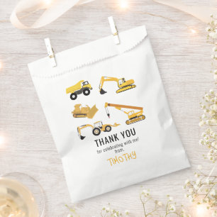 Construction Trucks Birthday Party Thank You Favour Bags