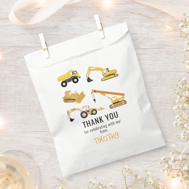 Construction Trucks Birthday Party Thank You Favour Bags (Clipped)