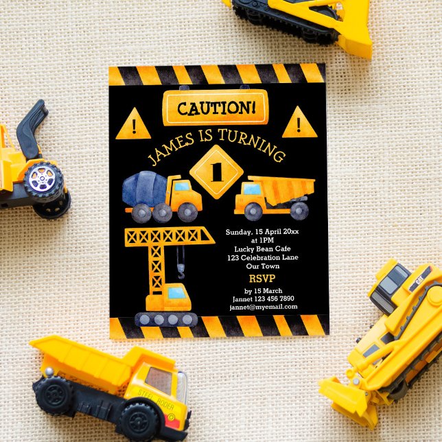 Construction trucks boy birthday budget invitation (Creator Uploaded)