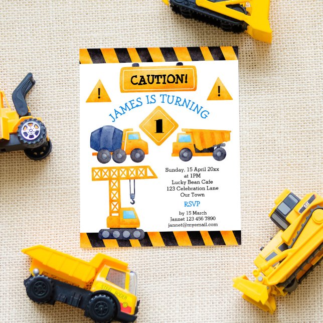 Construction trucks boy birthday budget invitation (Creator Uploaded)