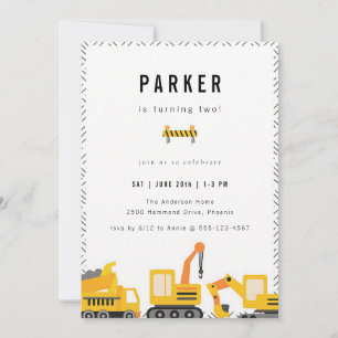 Construction Trucks Boy Birthday Invitation