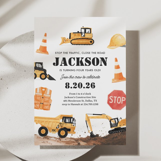 Construction Trucks Boy Birthday Invitation (Creator Uploaded)