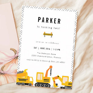 Construction Trucks Boy Birthday Invitation